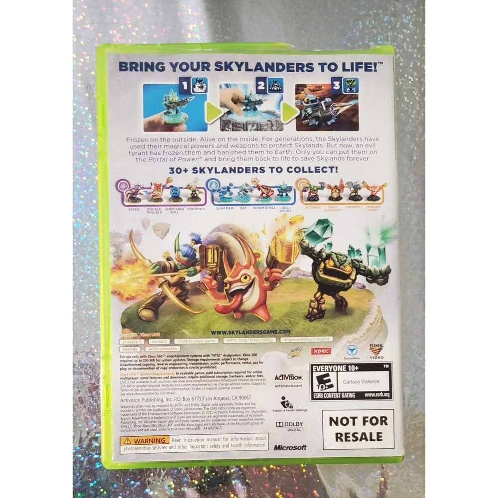Skylanders Spyros Adventure Xbox 360 Game, Book Battlecast Cards Portal Of Power